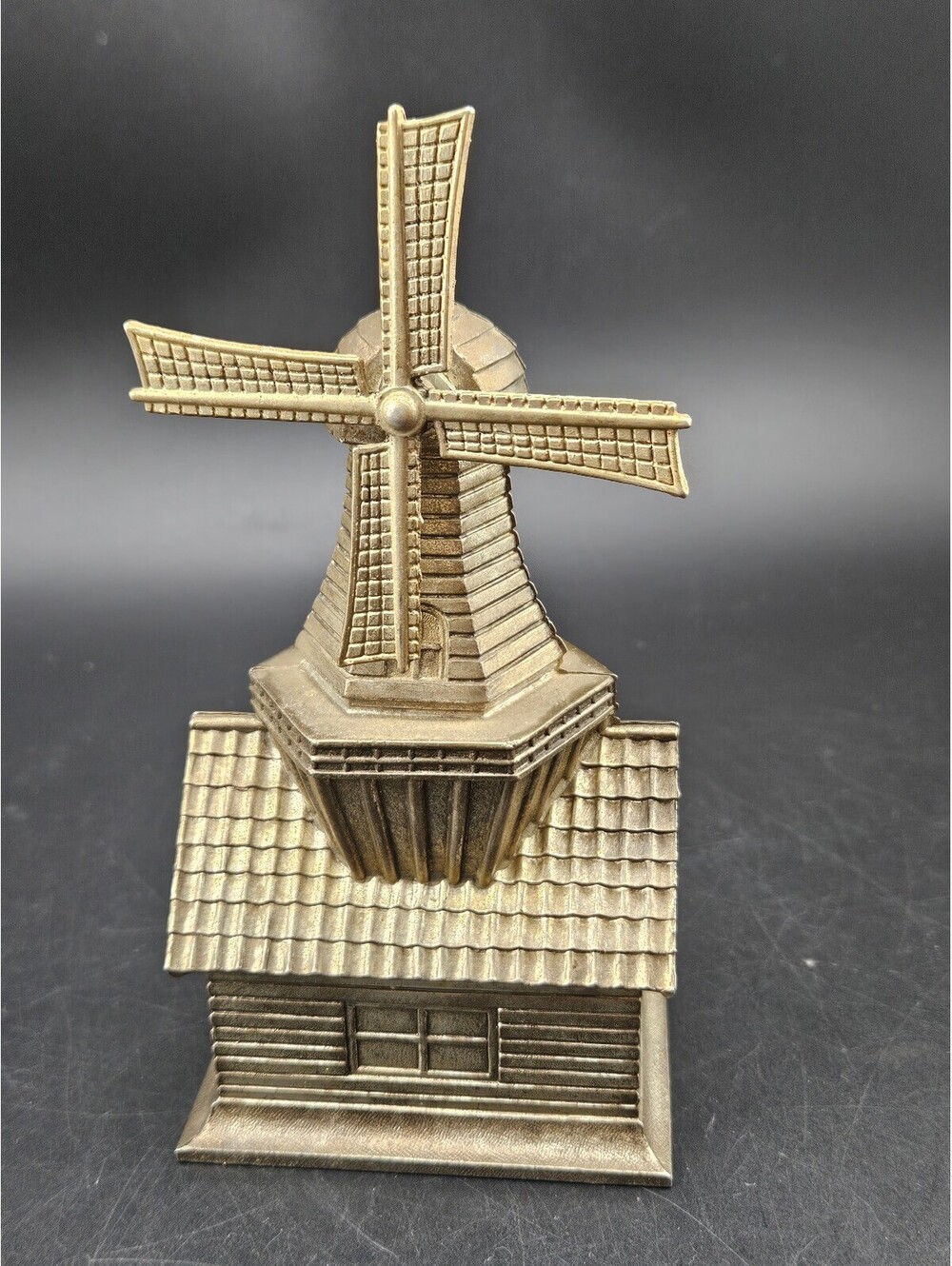 BOMA Holland Brass Windmill Music Box Figurine Plays Tulips from Amsterdam Works